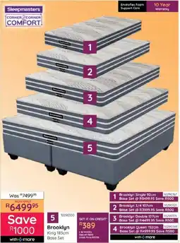 Bradlows Sleepmasters Brooklyn King 183cm Base Set offer
