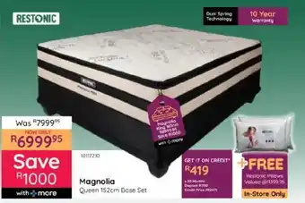 Bradlows Restonic Magnolia Queen 152cm Base Set offer
