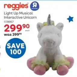 ToysRUs Reggies Light Up Musical Interactive Unicorn offer