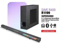 OK Furniture SUPERSONIC 2.1-Channel Soundbar with Wired Subwoofer SAV-101E offer