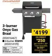 Builders Warehouse Megamaster 3 Burner Onyx Gas Braai offer