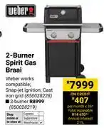 Builders Warehouse Weber 2 Burner Spirit Gas Braai offer