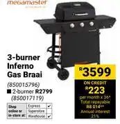 Builders Warehouse Megamaster 3 Burner Inferno Gas Braai offer
