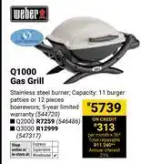 Builders Warehouse Weber Q1000 Gas Grill offer