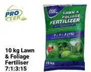 Builders Warehouse Pro Tek Lawn & Foliage Fertliser 7:1:3:15-10Kg offer