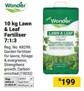 Builders Warehouse Wonder Lawn & Leaf Fertiliser 7:1:3-10Kg offer