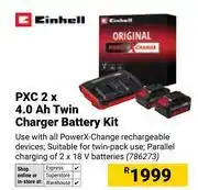 Builders Warehouse Einhell PXC 2 x 4.0 Ah Twin Charger Battery Kit 786273 offer