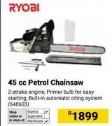 Builders Warehouse Ryobi 45cc Petrol Chainsaw 648603 offer