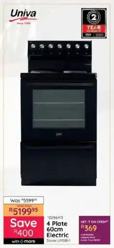 Bradlows Univa 4 Plate 60cm Electric Stove offer