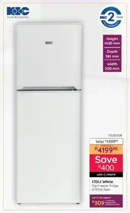 Bradlows KIC White Top Freezer Fridge offer