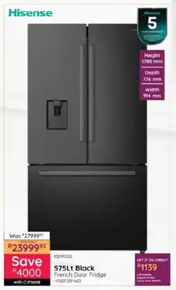 Bradlows Hisense Black French Door Fridge offer