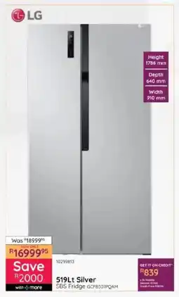 Bradlows LG Silver SBS Fridge offer
