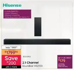 Bradlows Hisense 2.1 Channel Soundbar HS2100 offer