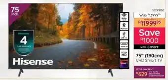 Bradlows Hisense 75" 190cm UHD Smart TV offer