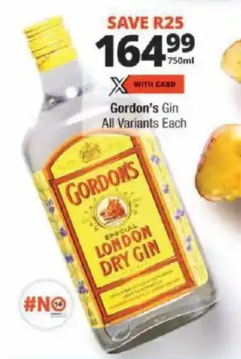 Checkers Gordon's Gin All Variants offer