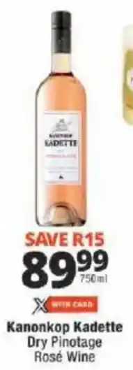 Checkers Kanonkop Kadette Dry Pinotage Rosé Wine offer