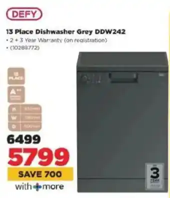 HiFi Corp DEFY 13 Place Dishwasher Grey DDW242 offer