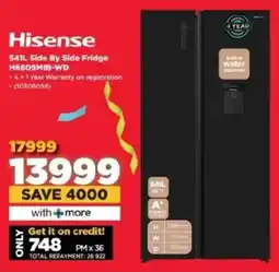 HiFi Corp Hisense Side By Side Fridge H680SMIB-WD offer