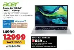 HiFi Corp Acer Aspire Go 15 Intel Core i7 Laptop offer
