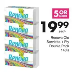 Save Hyper Renova Ole Serviette 1 Ply Double Pack offer