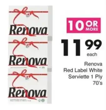 Save Hyper Renova Red Label White Serviette 1 Ply offer