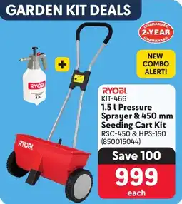 Makro RYOBI Pressure Sprayer & Seeding Cart Kit offer