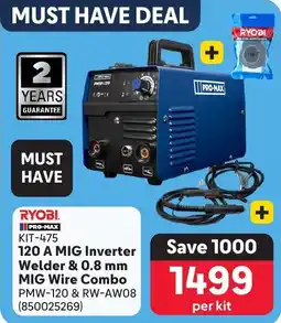 Makro Ryobi Pro-max 120 A MIG Inverter Welder & MIG Wire Combo offer