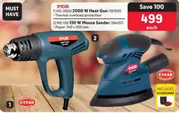 Makro RYOBI 2000 W Heat Gun OR 130 W Mouse Sander offer