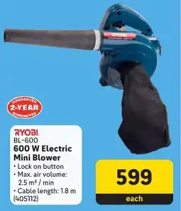 Makro RYOBI 600 W Electric Mini Blower offer