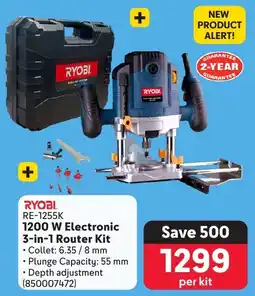 Makro RYOBI 1200 W Electronic 3-in-1 Router Kit offer