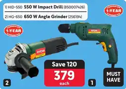 Makro RYOBI 550 W Impact Drill OR 650 W Angle Grinder offer