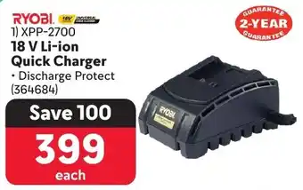 Makro RYOBI 18 V Li-ion Quick Charger offer