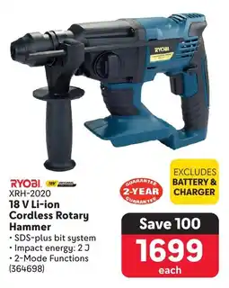 Makro RYOBI 18 V Li-ion Cordless Rotary Hammer offer