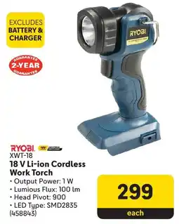 Makro RYOBI 18 V Li-ion Cordless Work Torch offer