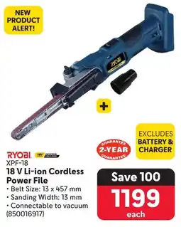Makro RYOBI 18 V Li-ion Cordless Power File offer