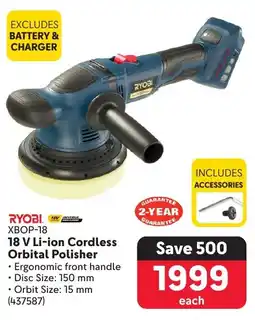 Makro RYOBI 18 V Li-ion Cordless Orbital Polisher offer