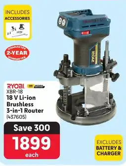 Makro RYOBI 18 V Li-ion Brushless 3-in-1 Router offer