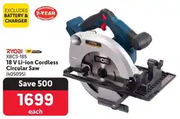 Makro RYOBI 18 V Li-ion Cordless Circular Saw offer