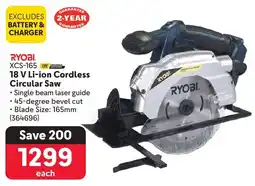 Makro RYOBI 18 V Li-ion Cordless Circular Saw offer
