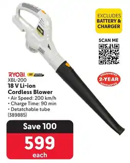 Makro RYOBI 18 V Li-ion Cordless Blower offer