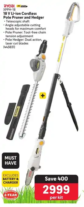 Makro RYOBI 18 V Li-ion Cordless Pole Pruner and Hedger offer