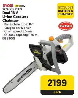 Makro Ryobi Dual 18 V Li-ion Cordless Chainsaw offer