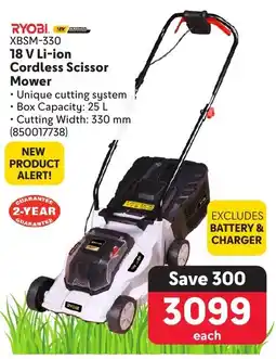 Makro RYOBI 18 V Li-ion Cordless Scissor Mower offer