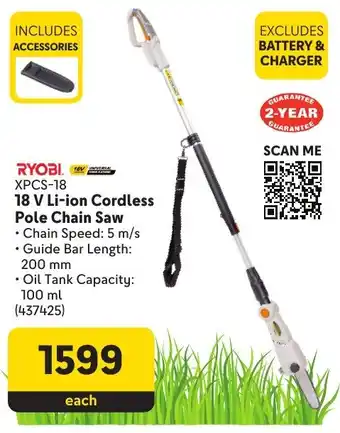 Makro RYOBI 18 V Li-ion Cordless Pole Chain Saw offer