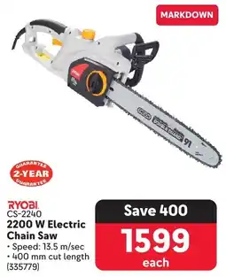 Makro RYOBI 2200 W Electric Chain Saw offer