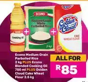 Game Econo Medium Grain Parboiled Rice 2Kg+Econo Blended Cooking Oil 700ml-All For offer