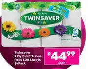 Game Twinsaver 1 Ply Toilet Tissue Rolls 500 Sheets 8 Pack-Each offer
