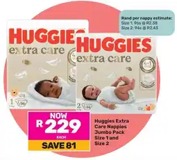 Game Huggies Extra Care Nappies Jumbo Pack offer