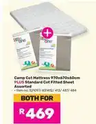 Game Little One Camp Cot Mattress 970 x 670 x 60cm Plus Standard Cot Fitted Sheet Assorted-For Both offer