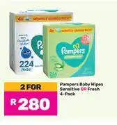 Game Pampers Baby Wipes Sensitive Or Fresh 4 Pack-For 2 offer
